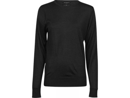 Dámský merino svetr s kulatým výstřihem (Barva černá, Velikost S)