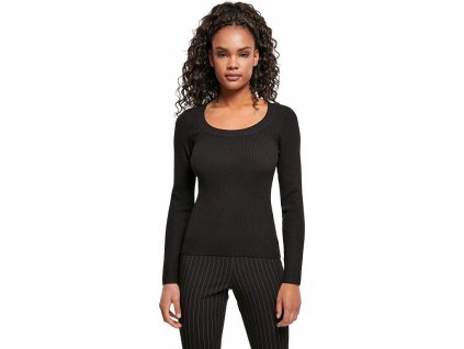 Dámský sexy svetřík s hlubokým výstřihem Urban Classics (Barva černá, Velikost 3XL)