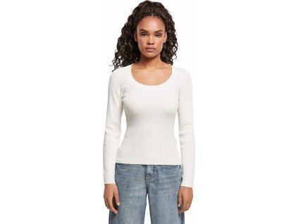 28518 15 damsky sexy svetrik s hlubokym vystrihem urban classics bila mlecna vel xl