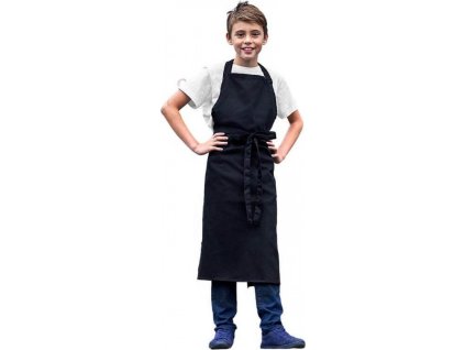 Dětská kuchyňská zástěra v keprové vazbě z organické bavlny 60 x 76 cm (Barva černá, Velikost 60 x 76,5 cm)