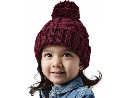 Dětská úpletová čepice s bambulí a podšívkou (Barva černá)