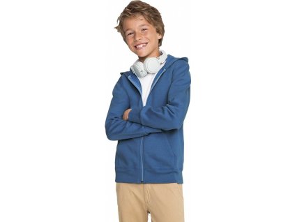 Dětská zipová mikina Sol's Stone s kapucí a klokanními kapsami (Barva šedá - modrá, Velikost 106/116 (6 let))