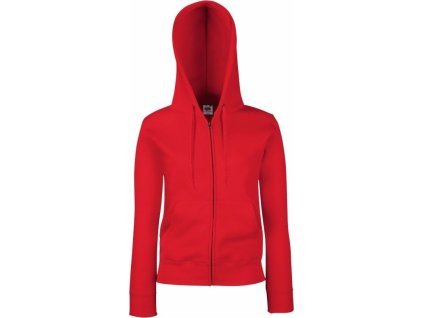 28167 3 dlouha damska mikina se zipem a kapuci 70 bavlna cervena vel s