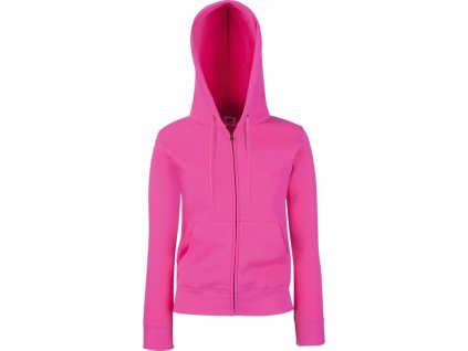 28164 4 dlouha damska mikina se zipem a kapuci 70 bavlna ruzova fuchsiova vel xs