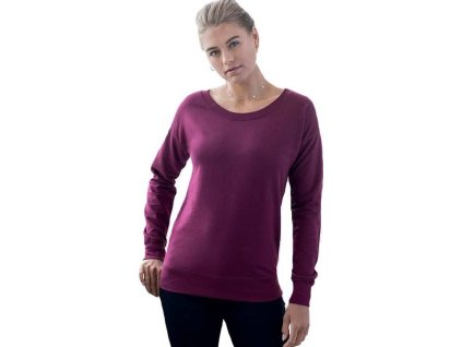 Dlouhá mikina se širokým výstřihem Just Hoods (Velikost XS, Barva červená vínová)