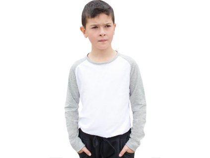 Dlouhé dětské baseballové triko s dlouhým rukávem (Barva White-Oxford Navy, Velikost 5/6 let)