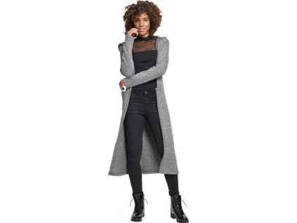 Dlouhý Terry kardigan s kapucí a bočníma kapsama (Barva černá - bílá, Velikost 3XL)