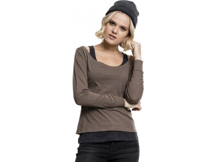 Dva v jednom - dámský lodičkový svetřík a kontrastní top Urban Classics (Barva černá - bílá, Velikost L)