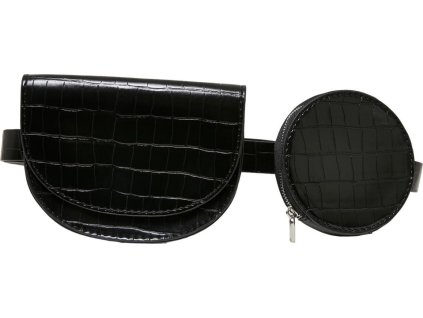 Dvojitá kapsička kolem boku z umělé kůže (Barva černá, Velikost one size)