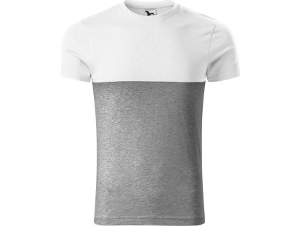 Dvoubarevné bavlněné tričko Connection Malfini (Velikost XS, Barva bílá a šedá)