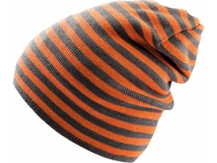 Dvouvrstvá pruhovaná beanie čepice Selfie (Barva černá - šedá)