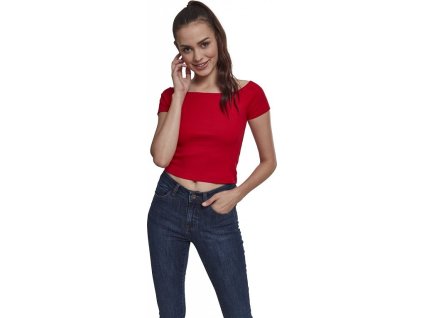 Elegantní dámský top do pasu se spadlými rameny (Barva černá, Velikost L)