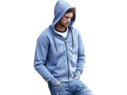 Fashion mikina Tee Jays s dvojitou kapucí a kovovým zipem (Velikost S, Barva černá)