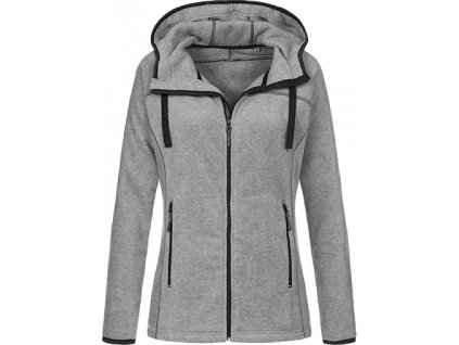 28527 2 fleecova mikina s velkorysou trojdilnou kapuci a kontrastnimi svy seda svetla vel s