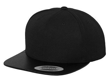Flexfit snapback kšiltovka s rovným karbonovým kšiltem (Barva černá - černá)