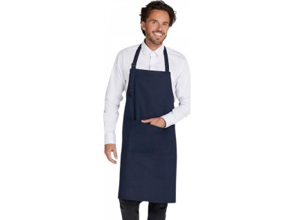 Hrubá keprová zástěra Lisbon s velkou přední kapsou (Barva černá)