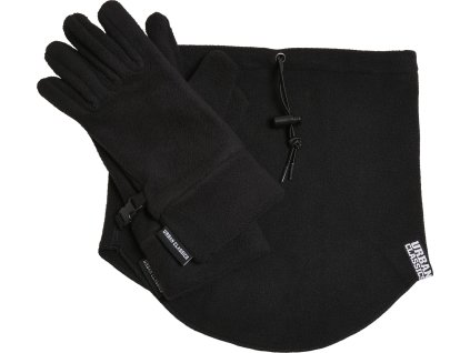 Hřejivý fleecový set na zimu, šála a nákrčník (Barva černá, Velikost L/XL)