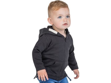 Kabátek s kapucí pro miminka z měkkého materiálu (Barva černá, Velikost 6-12 měsíců)