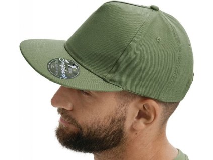 Keprová 5 panelová čepice Rap s rovným kšiltem (Barva bílá, Velikost nastavitelná)