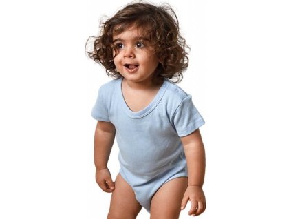 Kojenecké dupačky z organické bavlny s krátkým rukávkem (Velikost 62, Barva modrá světlá)