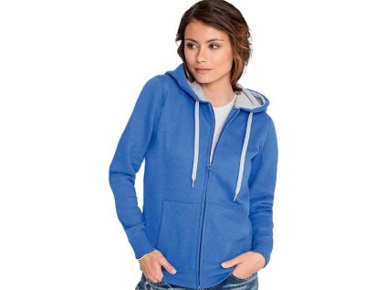 Kontrastní dámská mikina na zip s kapucí Sol's (Velikost S, Barva černá šedá melange)