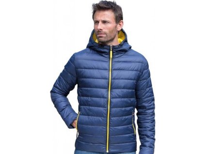 Kontrastní pánská bunda Snow Bird s nastavitelnou kapucí (Velikost S, Barva černá - zelená limetka)