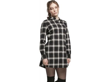 Kostkované bavlněné košilové šaty Urban Classics (Barva černá - bílá, Velikost 3XL)