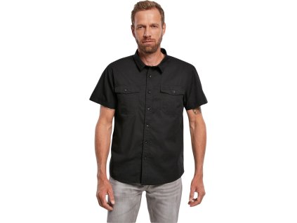 Košile s krátkým rukávem a náprsními kapsami Urban Classics (Barva modrá, Velikost 3XL)