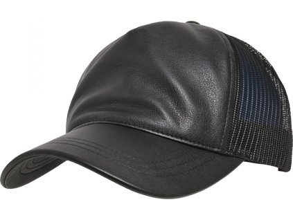 Koženková kšiltovka Trucker se síťkou a zapínáním snapback (Barva červenohnědá - černá)