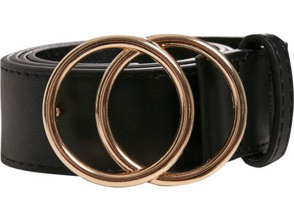 Koženkový pásek s robustní kruhovou přezkou (Barva černá, Velikost L)