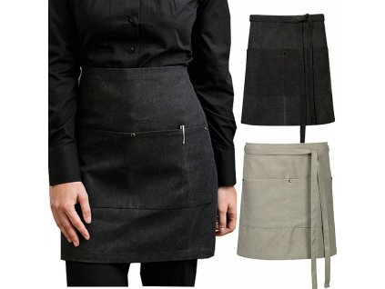 Krátká číšinická zástěra s dvojkapsou 80 x 45 cm (Velikost 80 x 45 cm, Barva černá sepraná)