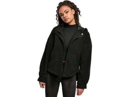 Krátká oversize bunda Sherpa s kožíškem Urban Classics (Barva černá, Velikost 3XL)