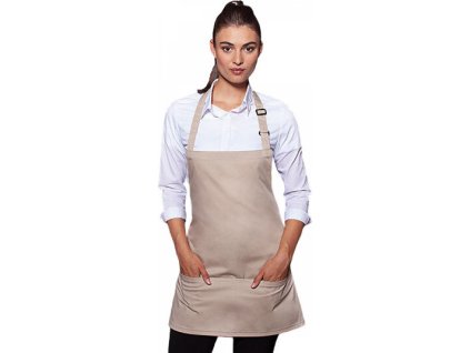 Krátká zástěra s kapsami na břiše, nastavení délky na sponu (Velikost 75 x 60 cm, Barva černá (ca. Pantone 419C))