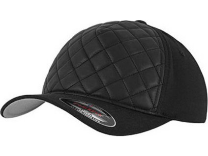 Kšiltovka Flexfit s imitací kůže ve tvaru diamantů (Velikost S/M, Barva černá)