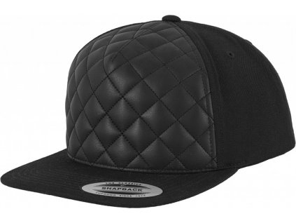 Kšiltovka s imitací kůže ve tvaru diamantů (Barva černá, Velikost one size)