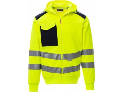 Leader mikina s kapucí a reflexními pruhy (Velikost XS, Barva ŽLUTÁ FLUO/NÁMOŘNICKÁ MODRÁ)