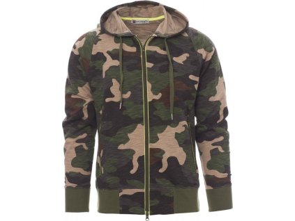 Lehká pánská mikina Freestyle s kontrastním zipem a stahovací šňůrkou (Velikost S, Barva maskáčová zelená)