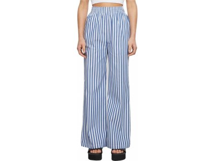 Lehké letní dámské proužkované kalhoty (Velikost 3XL, Barva bílá - modrá)