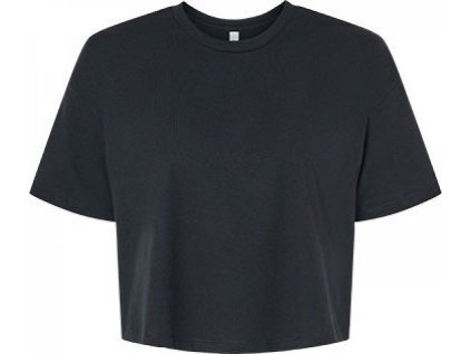 Lehké oversize crop top tričko z jednoduchého žerzeje (Velikost S, Barva černá)