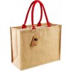 Barevná jutová nákupní taška s tkanými držadly 21 l (Velikost 42 x 33 x 19 cm, Barva přírodní)