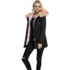 Dámská parka Urban Classics lemovaná měkkým kožíškem (Barva černá, Velikost L)