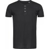 Lehké pánské bavlněné triko Shawn Henley s knoflíčky 140 g/m (Velikost S, Barva černá)
