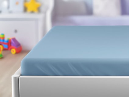 Jersey plahta za dječji krevetić svijetlo plava 60 x 120 cm