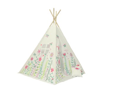 Bílé dětské teepee FLOWERS