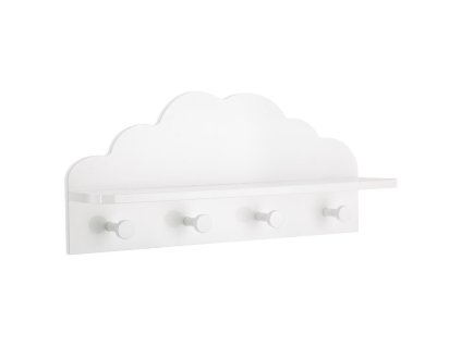 Bílá dětská polička CLOUD s věšákem – praktický a stylový doplněk