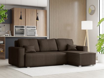 Tmavě hnědá rohová pohovka COSARO, oboustranná s moderním designem
