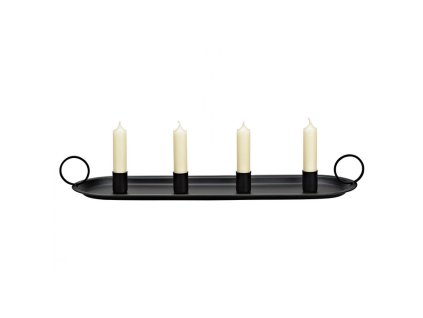 Minimalistický adventní svícen ARRANGEMENT 49x14 cm černý z kovu