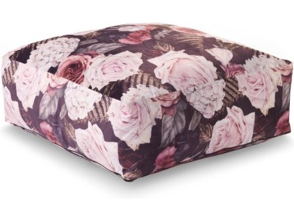 Sedací sametový polštář na zem MEREL 60x60 cm fialový – luxusní a pohodlný