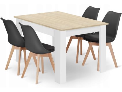 Moderní jídelní set MADO 120x80 bílý/dub sonoma a židle BALI MARK