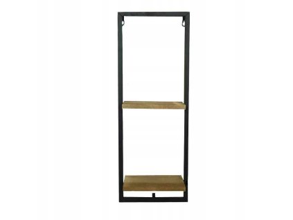 Kovová nástěnná police TANDOR 20 x 55 cm s dřevěnými policemi, ideální pro dekorace, knihy nebo rostliny v industriálním i moderním interiéru.